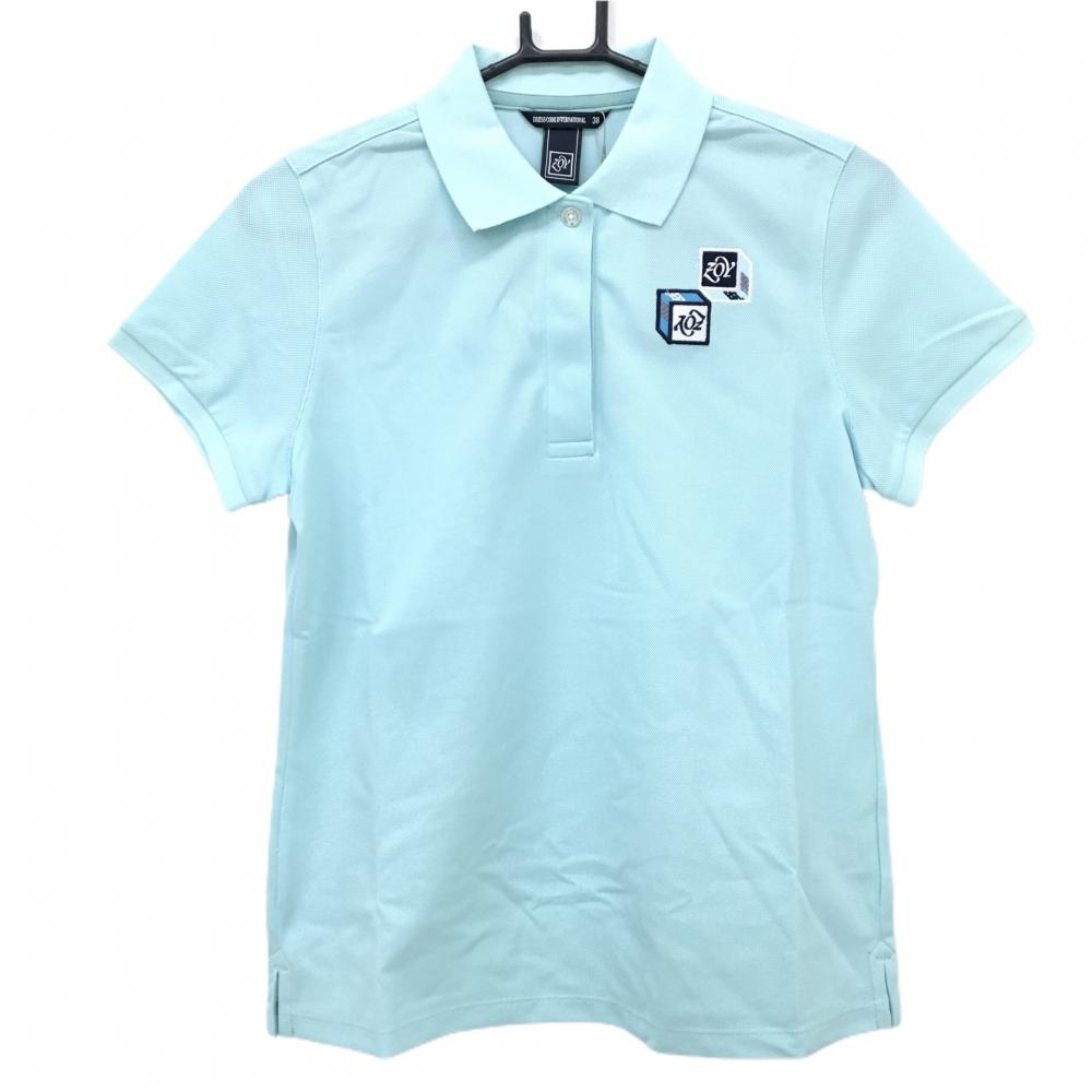 【新品】ゾーイ 半袖ポロシャツ ライトブルー ロゴ刺しゅう レディース 38(M) ゴルフウェア ZOY