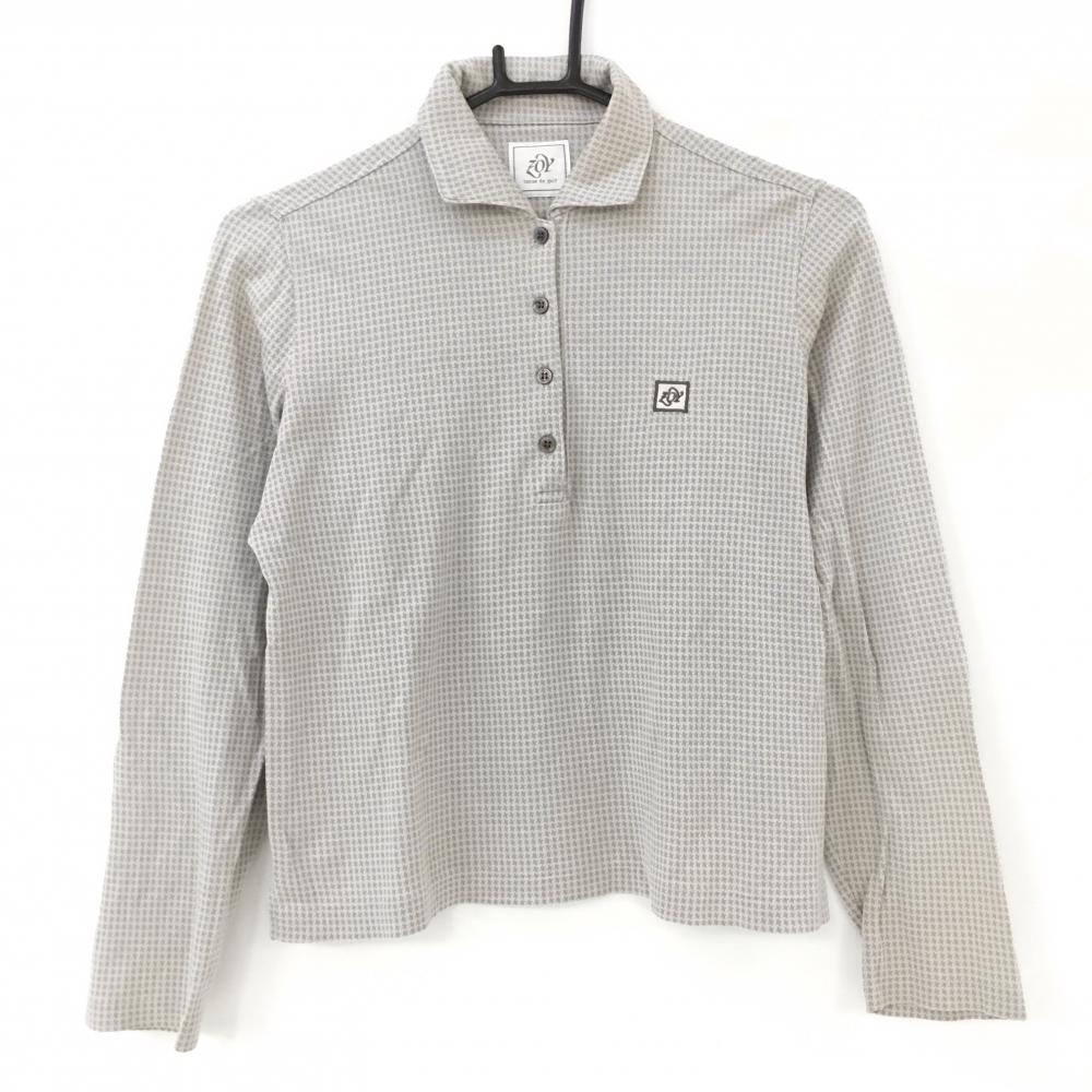 【超美品】ゾーイ 長袖ポロシャツ ベージュ×グレー 千鳥格子 総柄  レディース  ゴルフウェア ZOY