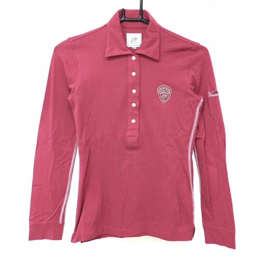 【美品】ゾーイ 長袖ポロシャツ ピンク ロゴ刺しゅう  レディース 38 ゴルフウェア ZOY
