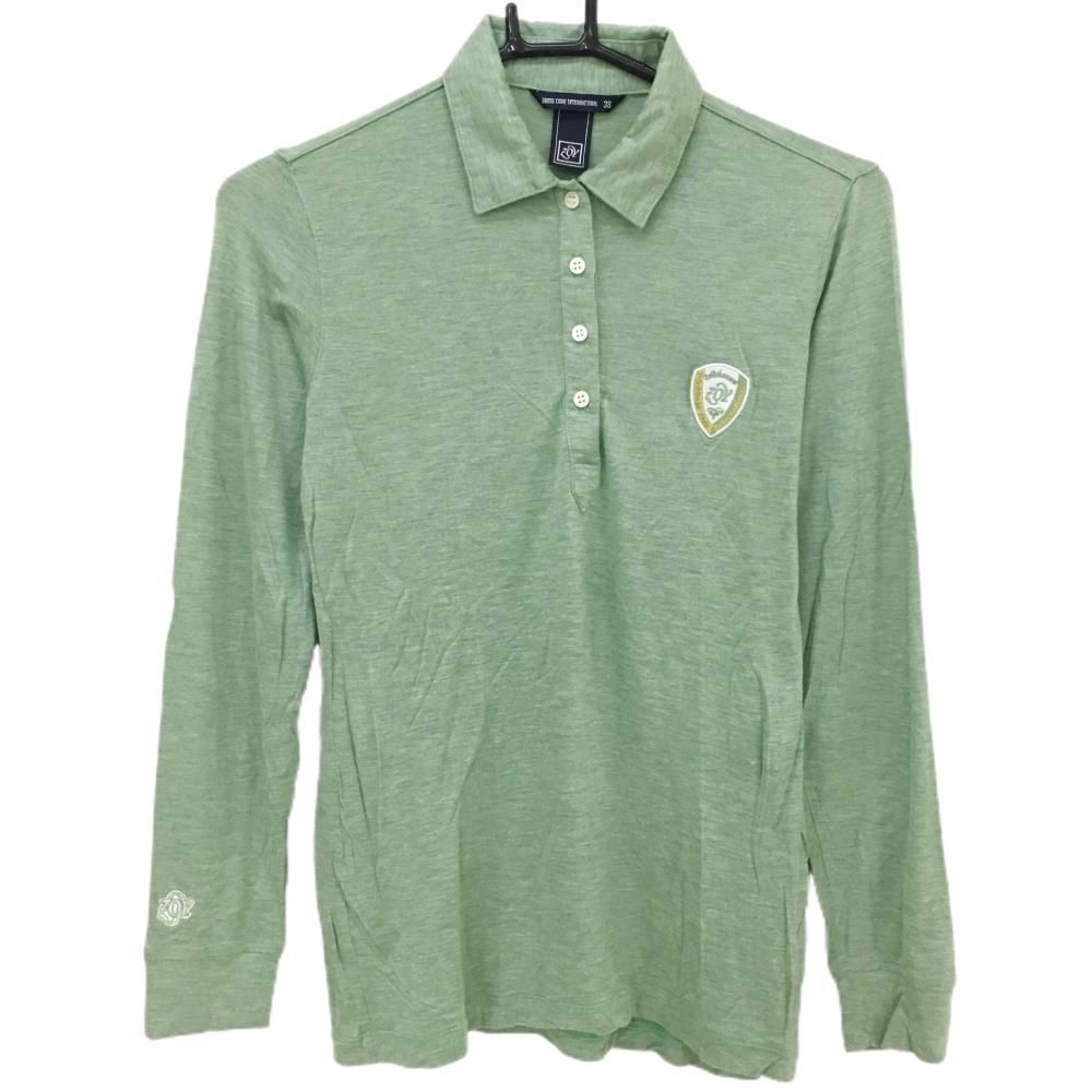 【美品】ゾーイ 長袖ポロシャツ 杢グリーン レーヨン100％ 薄手 レディース 38(M) ゴルフウェア ZOY