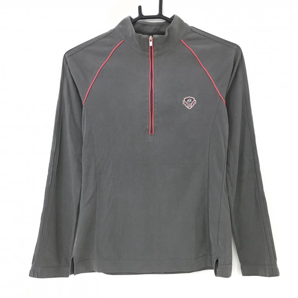 ゾーイ 長袖ハイネックシャツ グレー×ピンク ハーフジップ レディース  ゴルフウェア ZOY