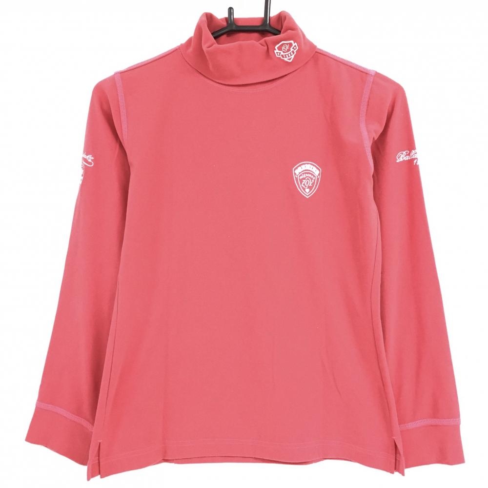 【美品】ゾーイ 長袖タートルネックシャツ ピンク ロゴ刺しゅう レディース 38(M) ゴルフウェア ZOY
