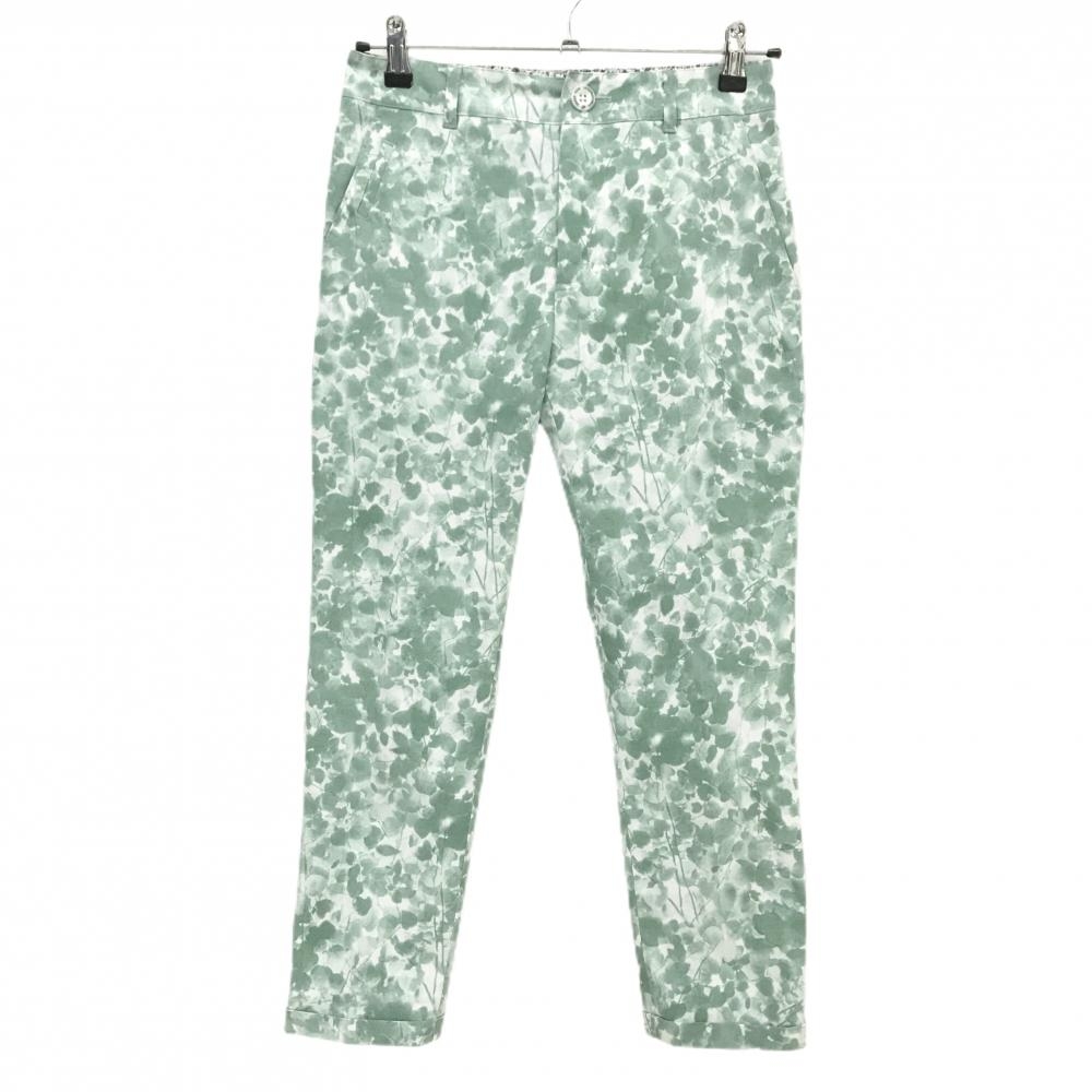 【超美品】ゾーイ 半端丈パンツ グリーン×白 花柄 ストレッチ  レディース 36(S) ゴルフウェア ZOY