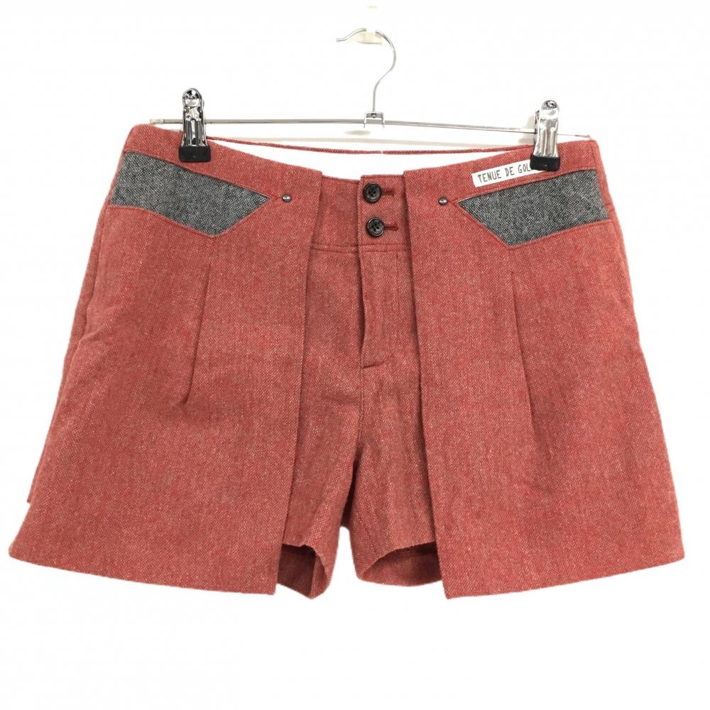 【超美品】ゾーイ ショートパンツ レッド系×グレー ウール混 裏地付き レディース 38(M) ゴルフウェア ZOY