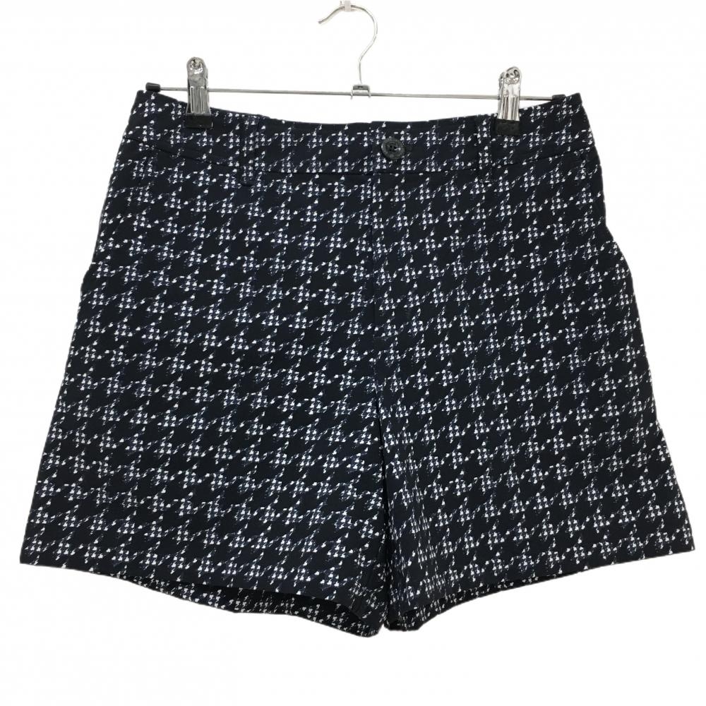 【超美品】ゾーイ ショートパンツ ネイビー×白 総柄 千鳥格子風 レディース 40(L) ゴルフウェア ZOY