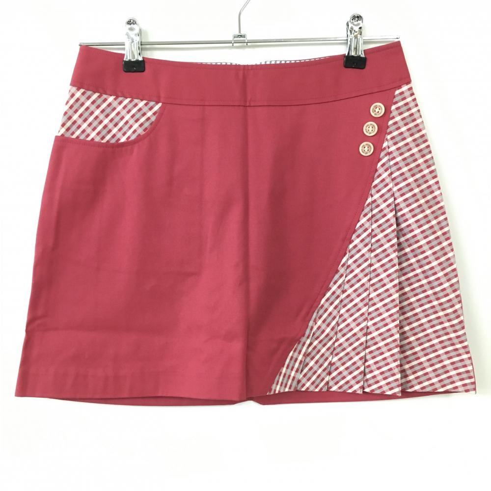 【新品】ゾーイ スカート ピンク×白 一部チェック柄 一部プリーツ 内側インナーパンツ レディース 38 ゴルフウェア ZOY