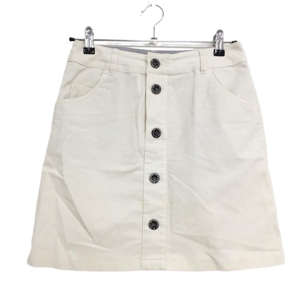 ゾーイ コーデュロイスカート 白 フロントボタン レディース 38(M) ゴルフウェア ZOY
