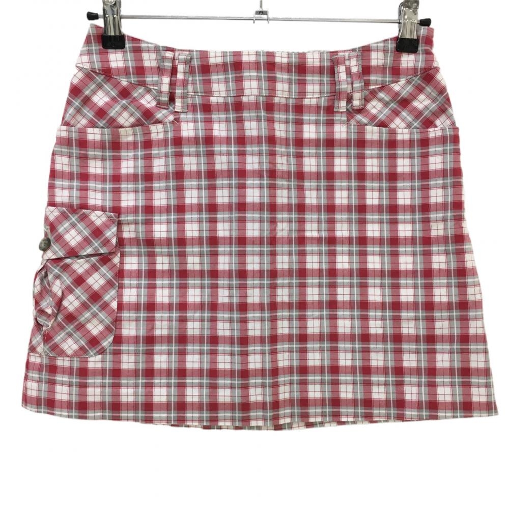 【美品】ゾーイ スカート レッド×白 チェック 5ポケット  レディース 38(M) ゴルフウェア ZOY