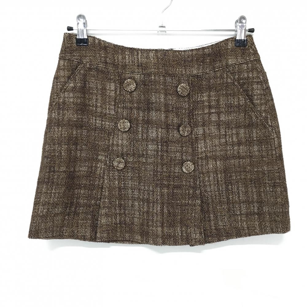 【超美品】ゾーイ ニットスカート ブラウン ツイード調 裏地付 レディース M ゴルフウェア ZOY