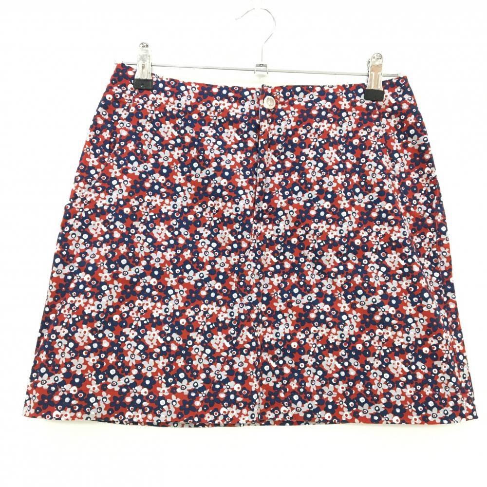 【超美品】ゾーイ スカート レッド×ネイビー 花柄 コットン混 レディース 38(M) ゴルフウェア ZOY