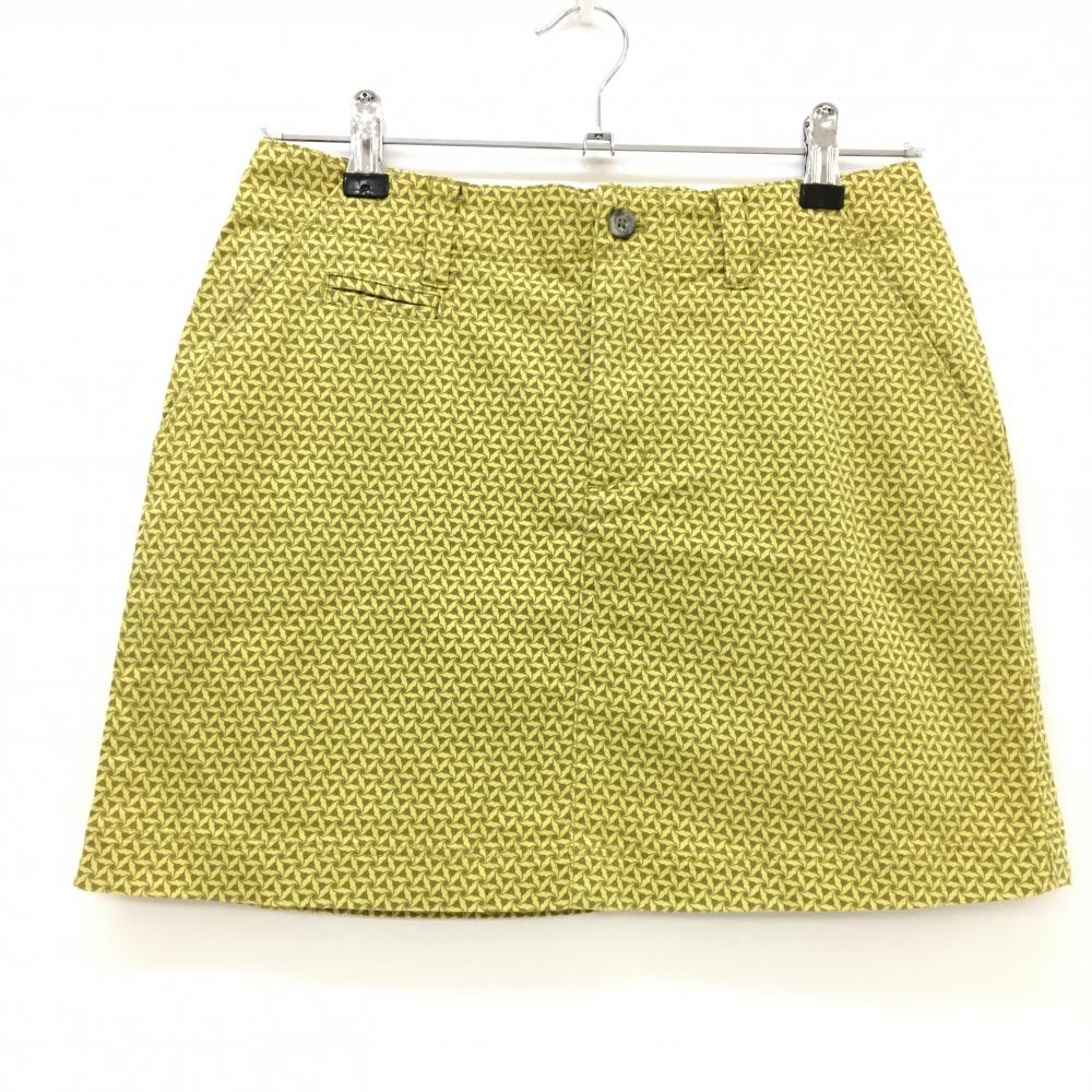 【美品】ゾーイ スカート イエロー×ブラウン 総柄 バックロゴ レディース 36(S) ゴルフウェア ZOY