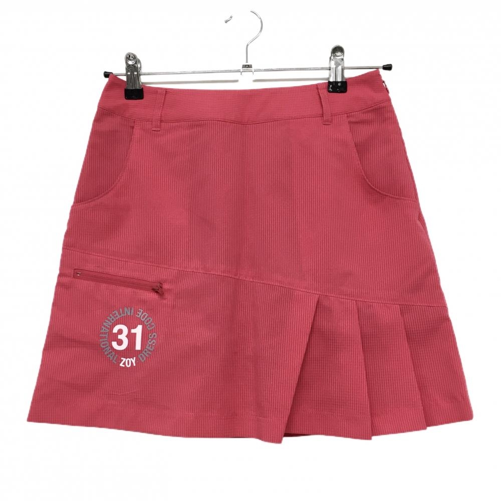 【美品】ゾーイ スカート ピンク メッシュ調生地 一部プリーツ 内側インナーパンツ  レディース 36(S) ゴルフウェア ZOY