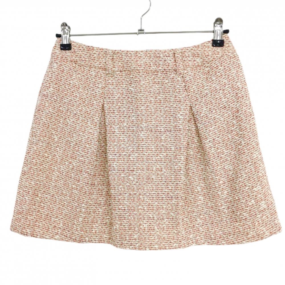 【美品】ゾーイ スカート ピンク×白 ツイード調 裏地付き レディース 38(M) ゴルフウェア ZOY
