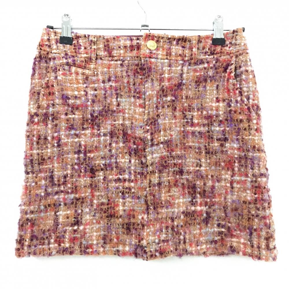 【美品】ゾーイ ニットスカート マルチカラー 蓄熱裏地 羊毛・モヘヤ混 レディース 36(S) ゴルフウェア ZOY