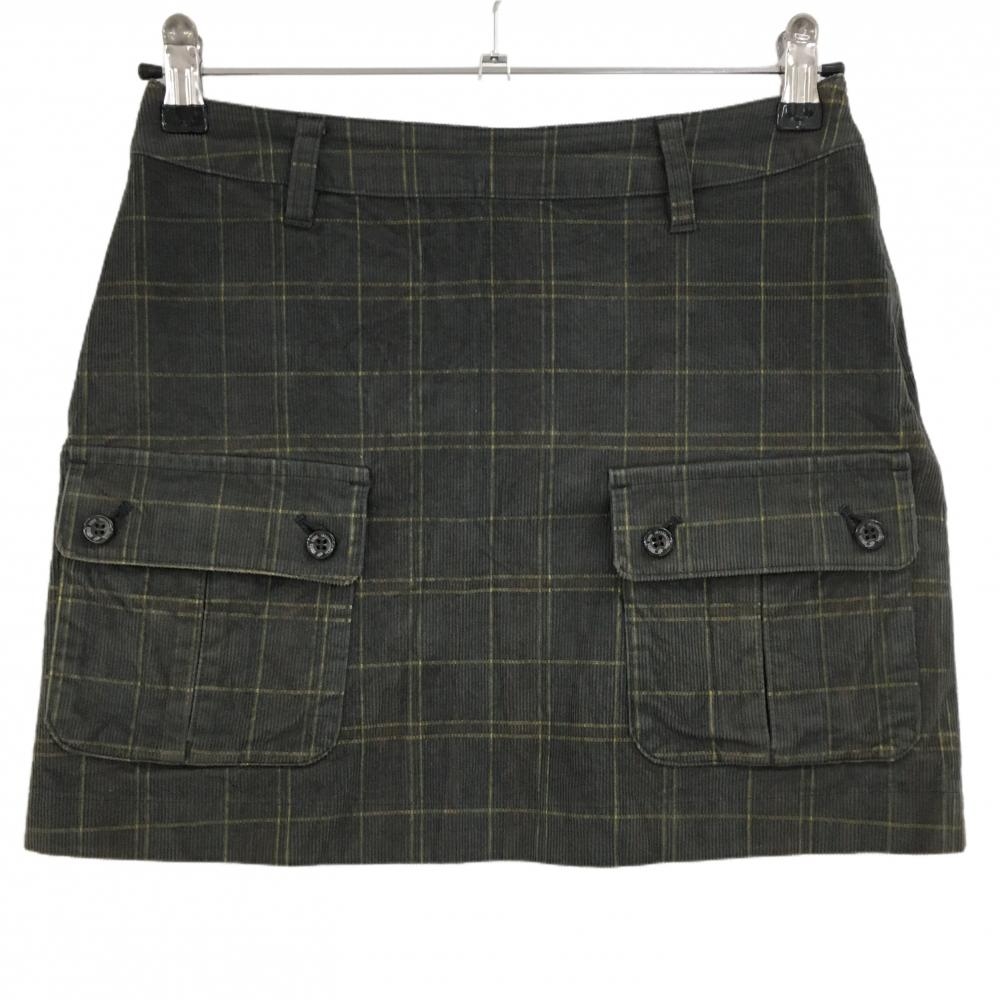ゾーイ コーデュロイスカート ダークグリーン×イエロー チェック ストレッチ  レディース 36(S) ゴルフウェア ZOY