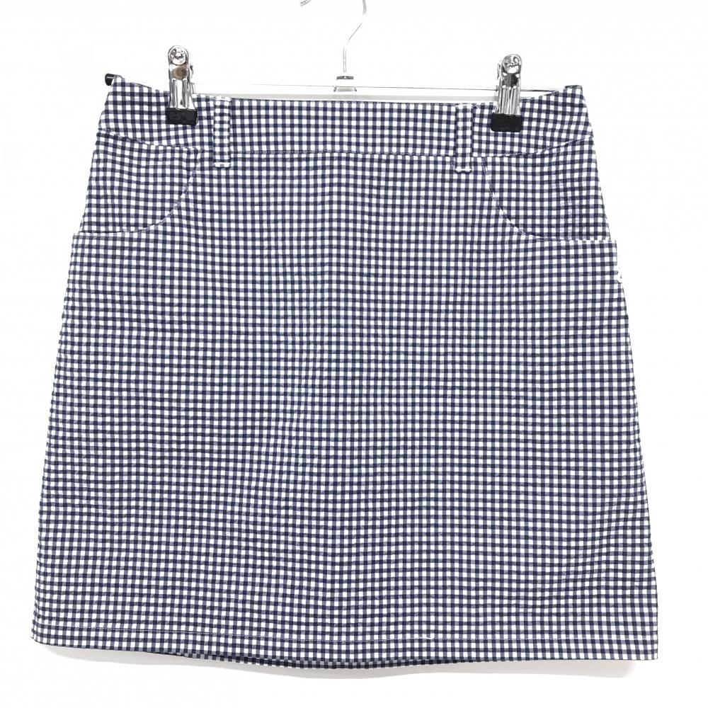 【美品】ゾーイ スカート ネイビー×白 チェック サッカー生地  レディース 36(S) ゴルフウェア ZOY