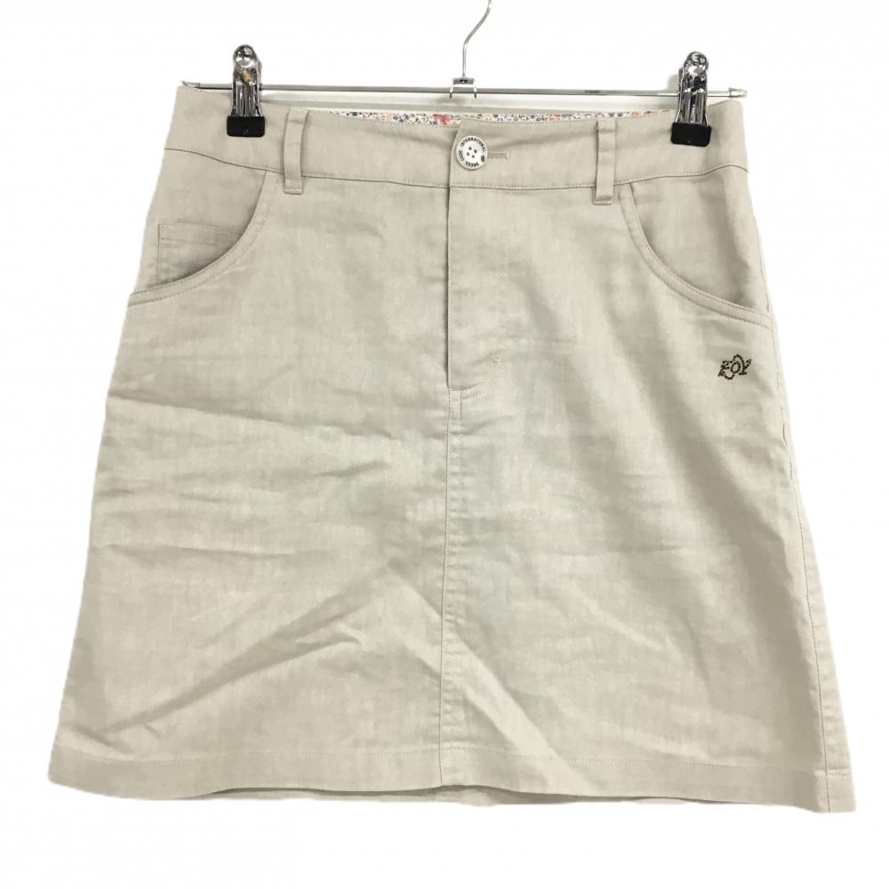 【美品】ゾーイ スカート ベージュ系 ロゴラインストーン レディース 36(S) ゴルフウェア ZOY