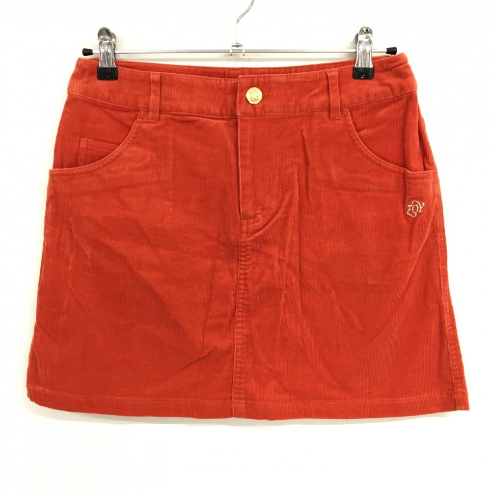 【美品】ゾーイ コーデュロイスカート オレンジ ロゴ刺しゅう  レディース 40(L) ゴルフウェア ZOY