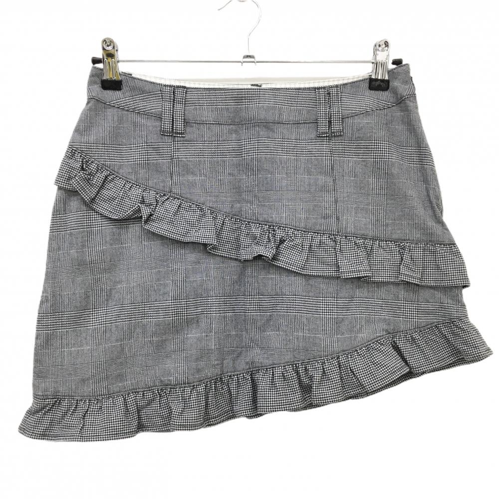 【美品】ゾーイ スカート グレー チェック 裾フリル  レディース 38(M) ゴルフウェア ZOY
