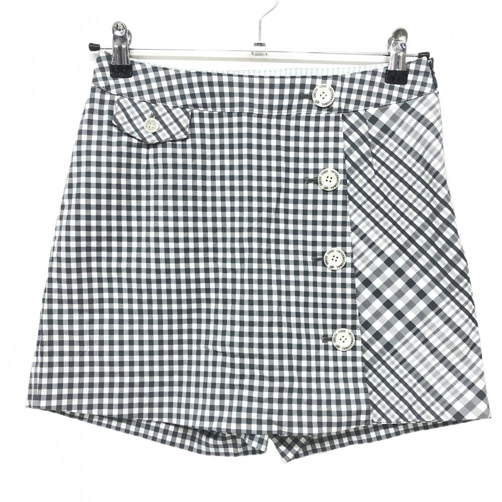 【超美品】ゾーイ キュロットスカート グレー×白 チェック 前ボタン レディース 36(S) ゴルフウェア ZOY
