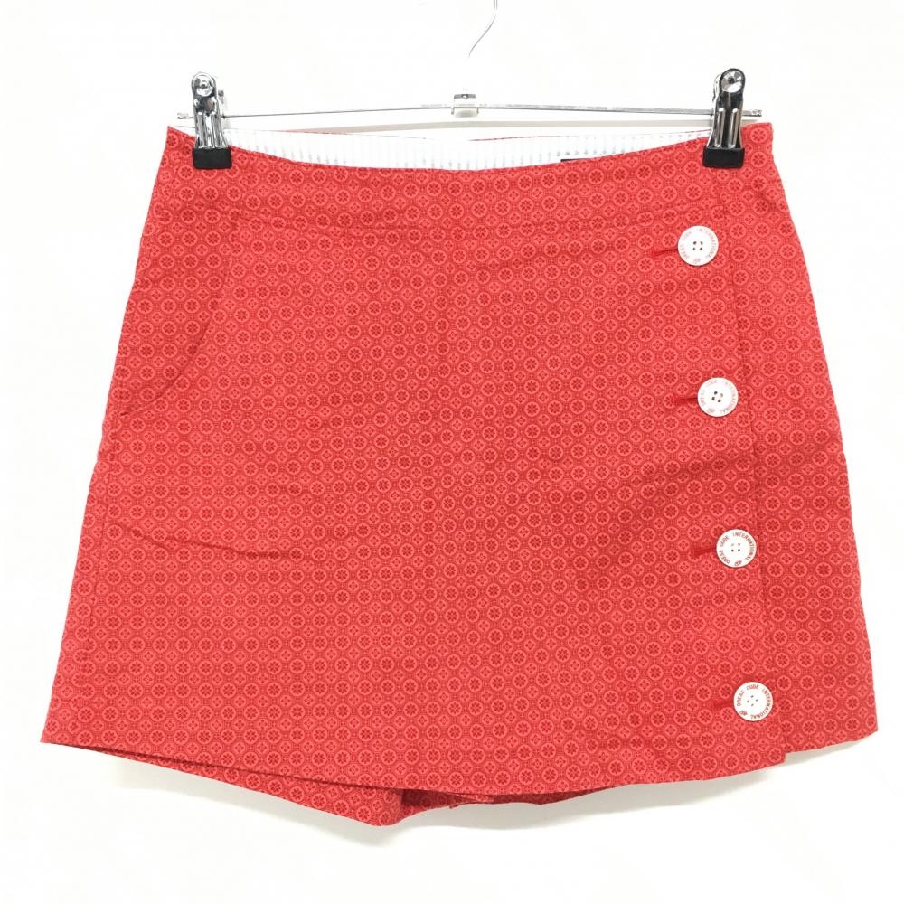 【超美品】ゾーイ キュロットスカート レッド 総柄 レディース 38(M) ゴルフウェア ZOY