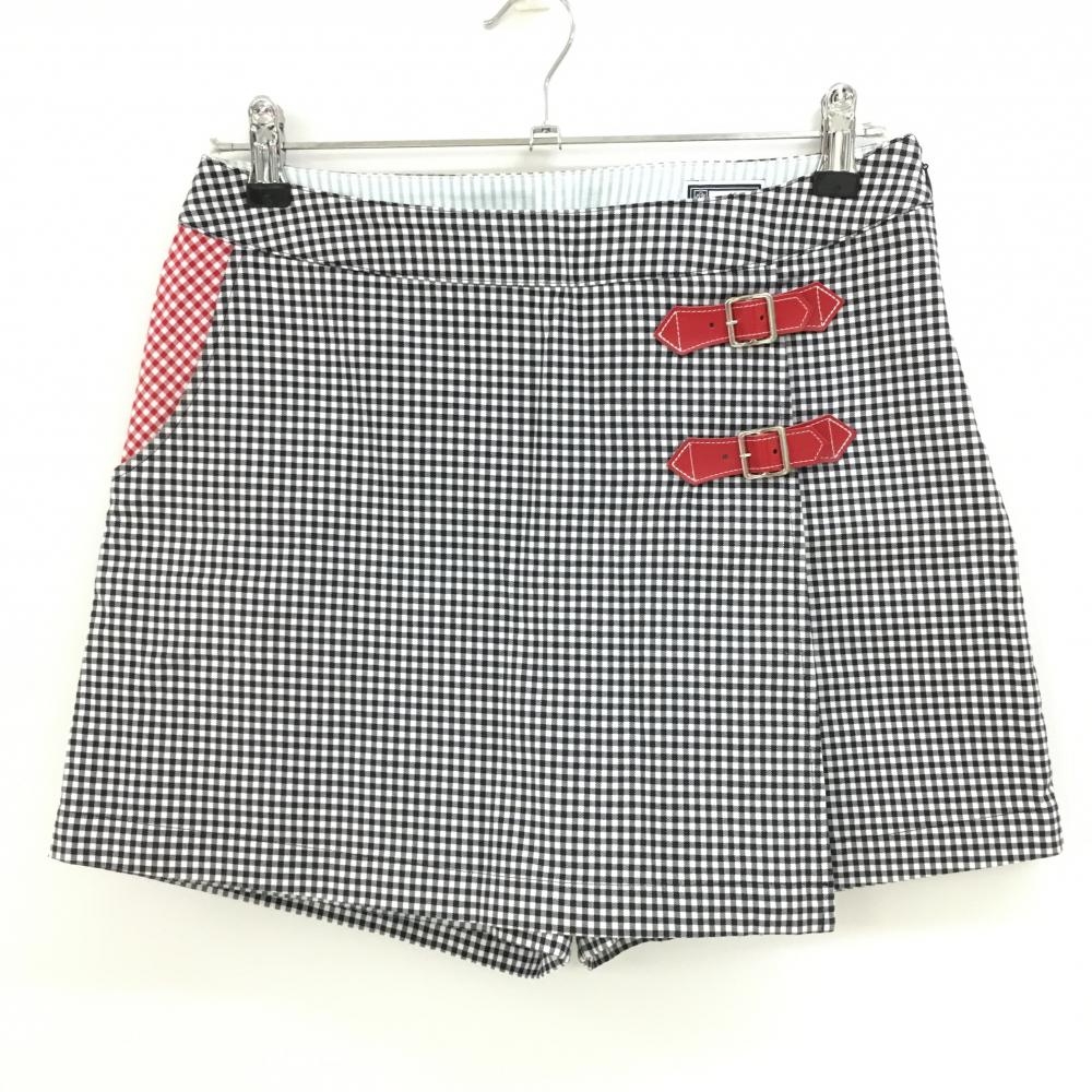 【美品】ゾーイ キュロットスカート 白×黒 チェック柄 バックロゴ  レディース 40(L) ゴルフウェア ZOY