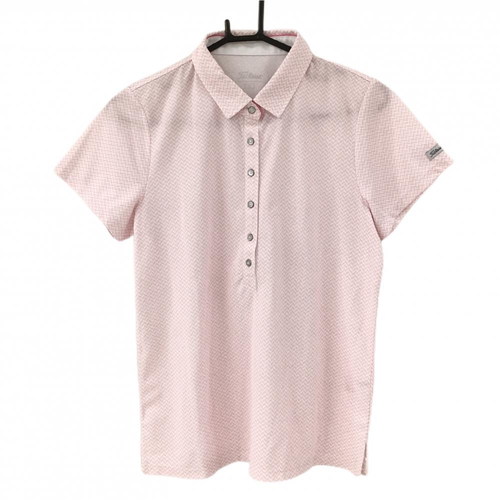 【超美品】タイトリスト 半袖ポロシャツ ピンク×白 ヘリンボーン レディース LL ゴルフウェア TITLEIST