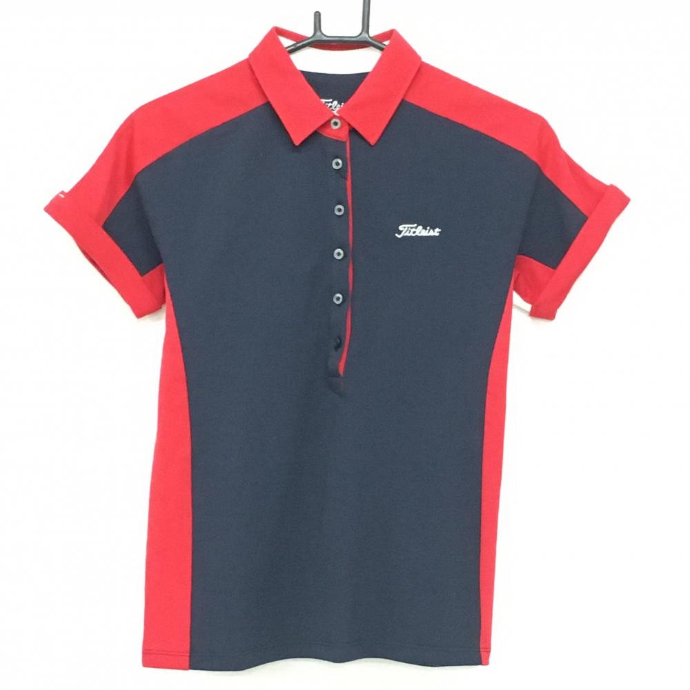【新品】タイトリスト 半袖ポロシャツ ネイビー×レッド 切替 ロゴ白  レディース M ゴルフウェア TITLEIST