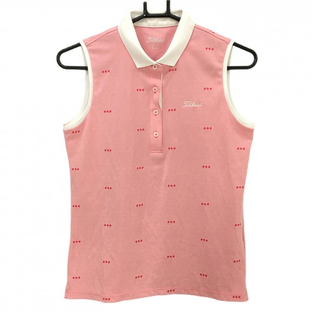 【美品】タイトリスト ノースリーブポロシャツ ピンク ドット総柄  レディース L ゴルフウェア TITLEIST