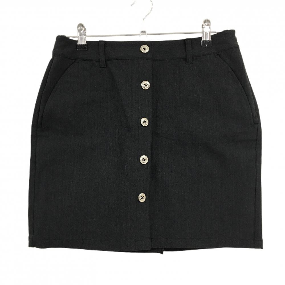 【超美品】タイトリスト スカート ダークグレー ヘリンボーン地模様 センターボタン バックロゴ レディース L ゴルフウェア TITLEIST