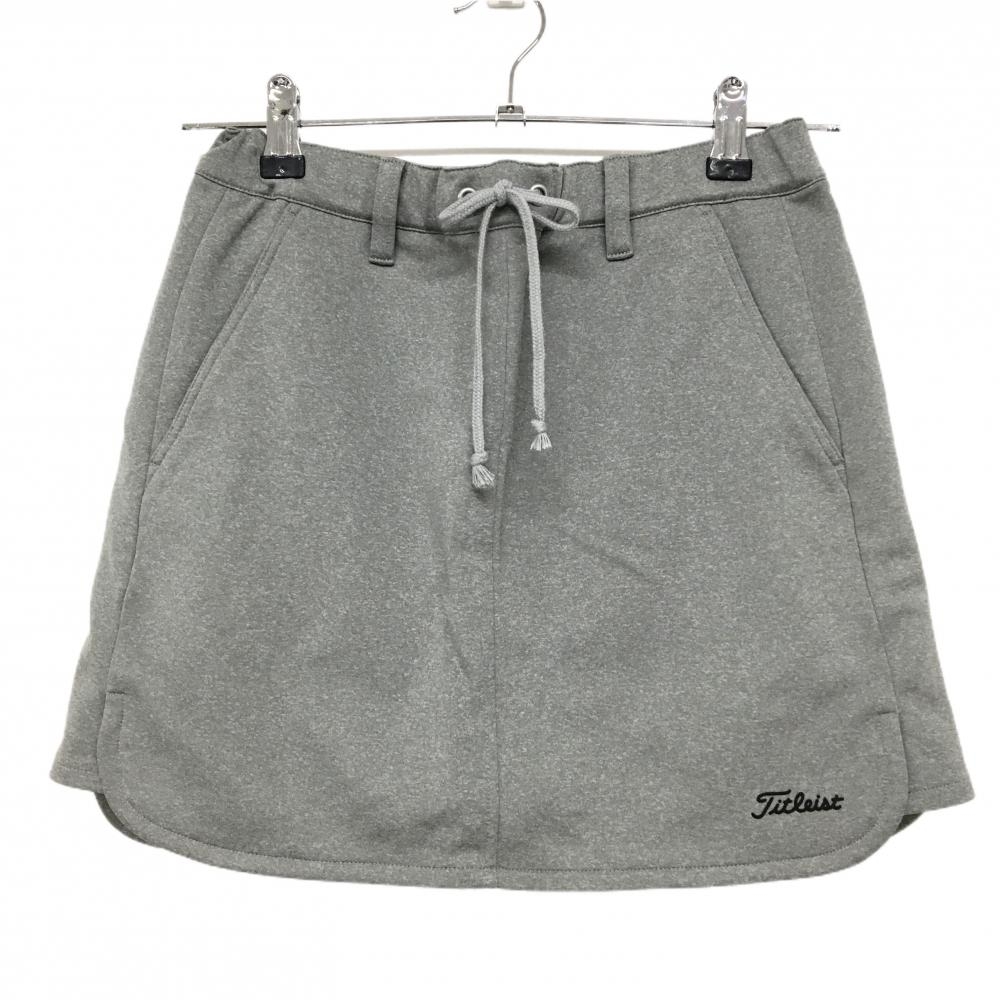 【超美品】タイトリスト スカート 杢グレー ロゴ黒 ウエストゴム 調節紐 内側インナーパンツ レディース SS ゴルフウェア TITLEIST