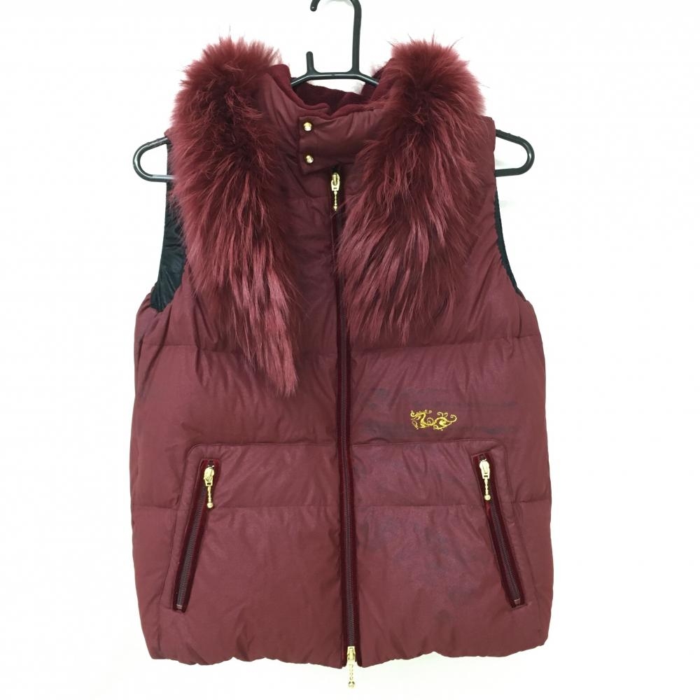 ダンスウィズドラゴン 2WAYダウンベスト ボルドー ファー着脱可 ダウン90％  レディース 2(Ｍ) ゴルフウェア Dance With Dragon