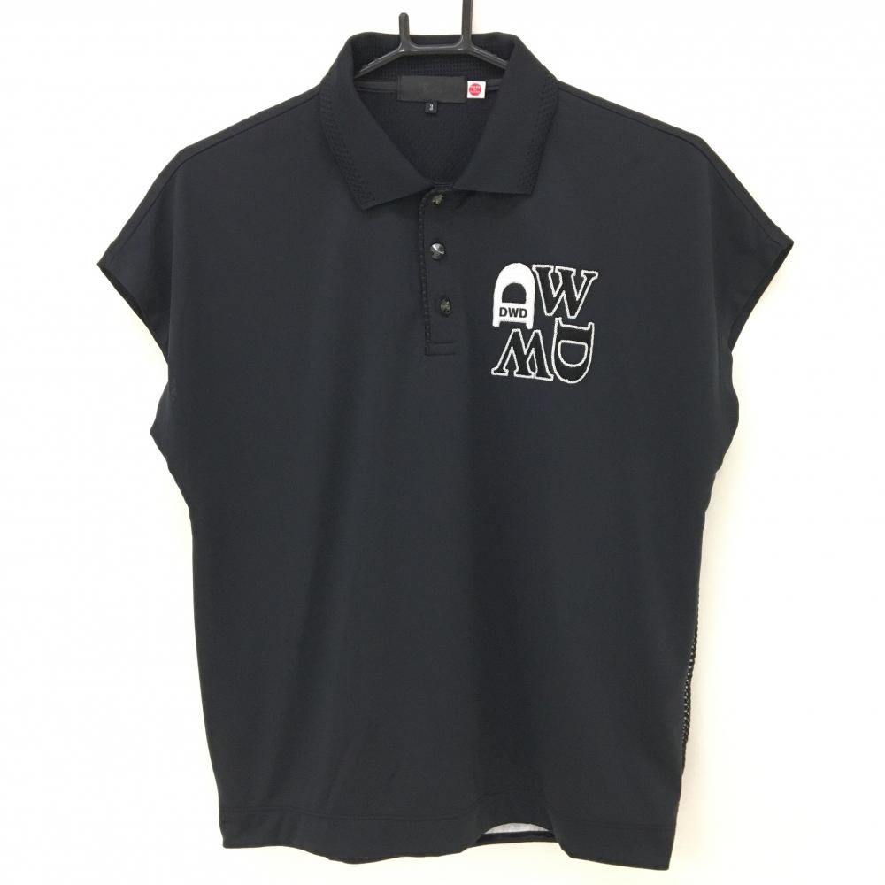 【超美品】ダンスウィズドラゴン フレンチスリーブポロシャツ 黒×白  レディース 3(L) ゴルフウェア 2023年モデル Dance With Dragon