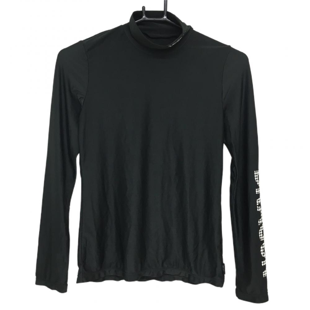 ダンスウィズドラゴン ハイネックインナーシャツ 黒×白 袖ロゴ千鳥格子  レディース 2(M) ゴルフウェア Dance With Dragon