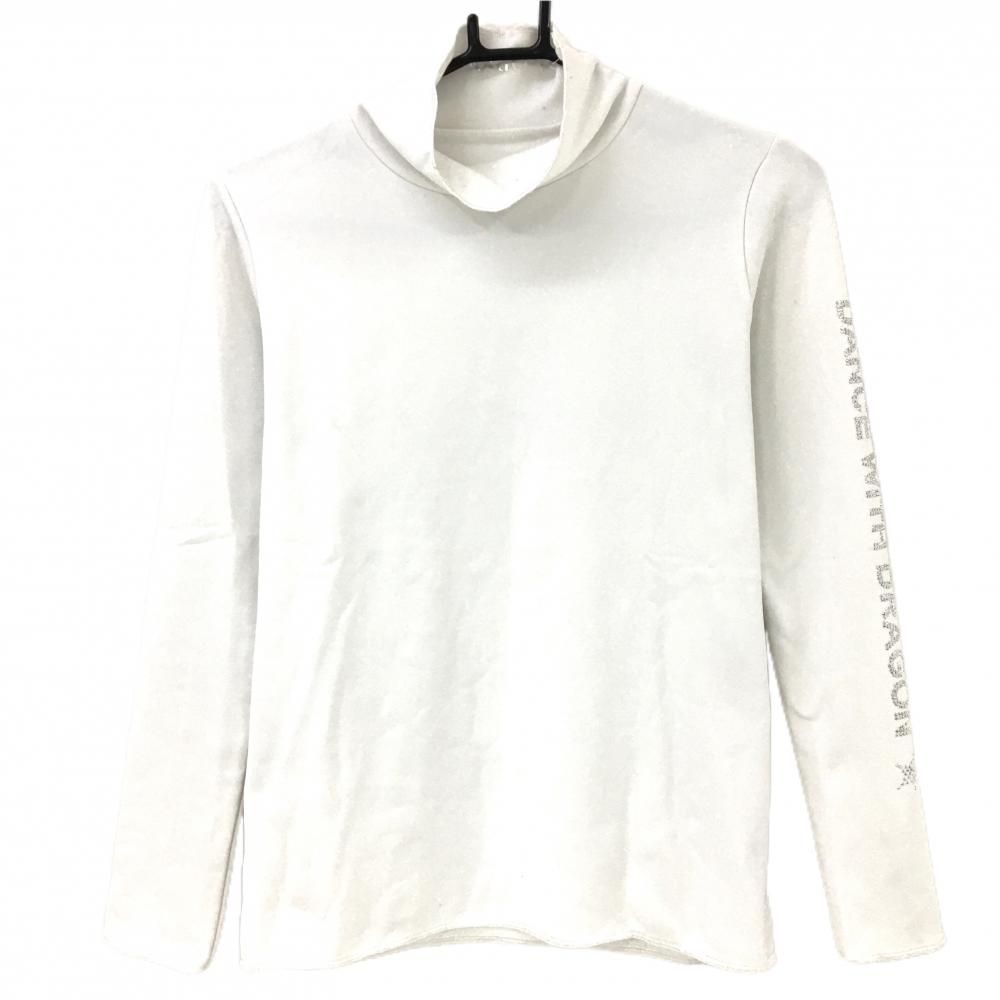 ダンスウィズドラゴン インナーシャツ 白 袖ラインストーンロゴ 裏起毛  レディース 2(M) ゴルフウェア Dance With Dragon