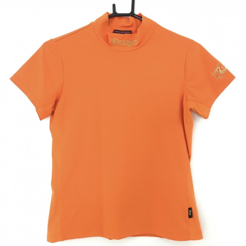 ダンスウィズドラゴン 半袖ハイネックシャツ オレンジ袖ロゴ刺しゅう  レディース 2(M) ゴルフウェア Dance With Dragon