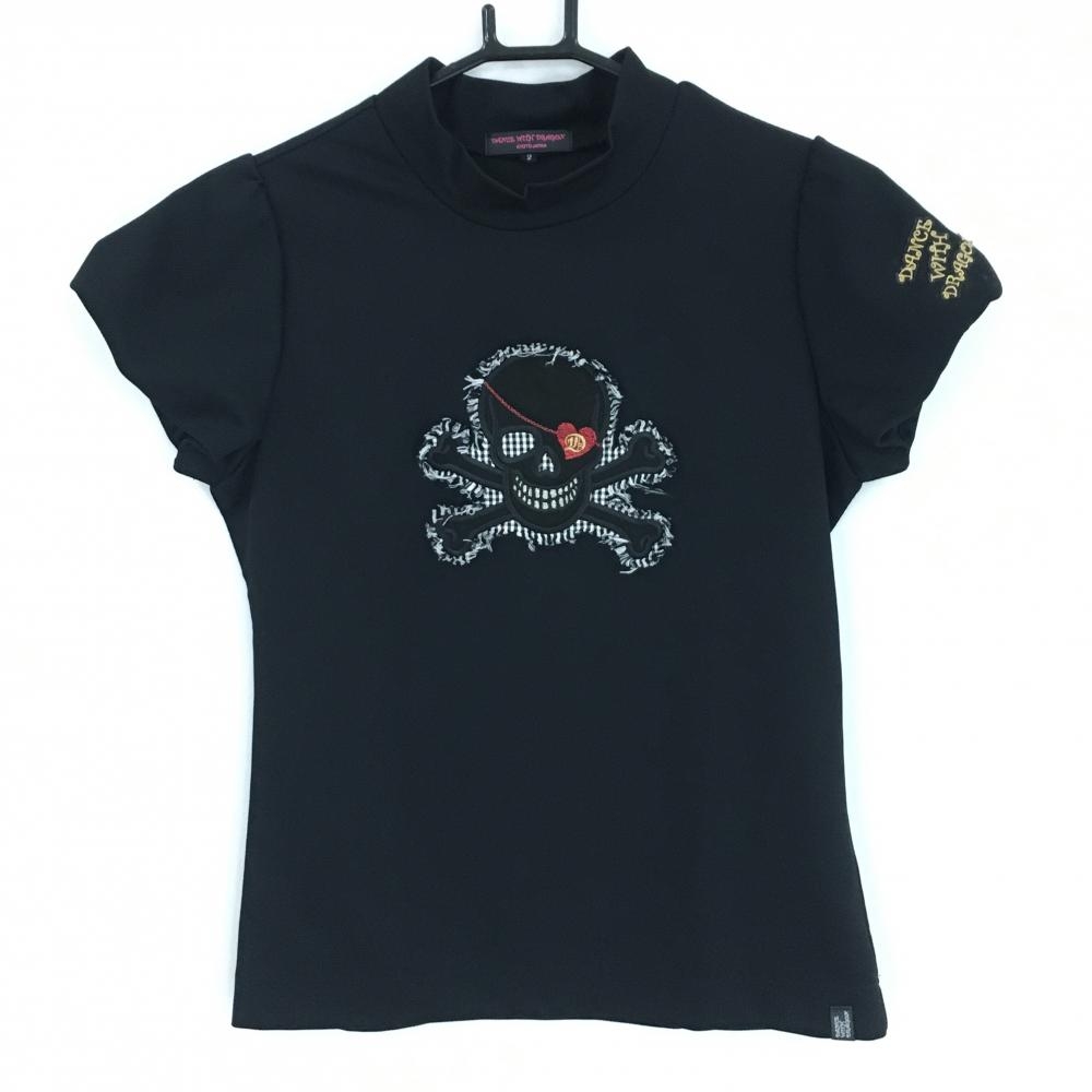 ダンスウィズドラゴン 半袖ハイネックシャツ 黒 スカル レディース 2 ゴルフウェア Dance With Dragon