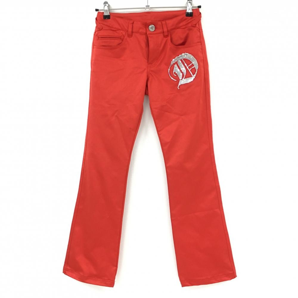 【美品】ダンスウィズドラゴン パンツ レッド スパンコールロゴ  レディース 1(S) ゴルフウェア Dance With Dragon