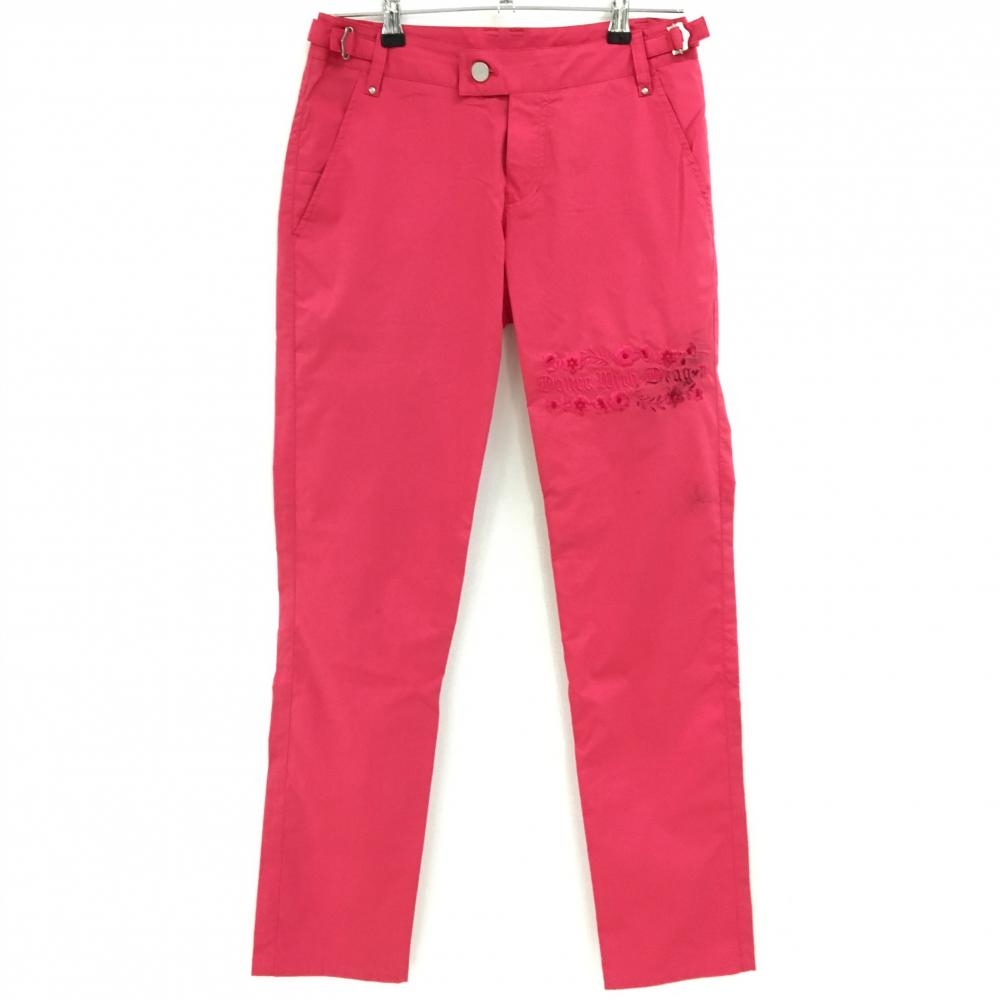 ダンスウィズドラゴン パンツ ピンク ロゴ刺しゅう 薄手 レディース 3(L) ゴルフウェア Dance With Dragon