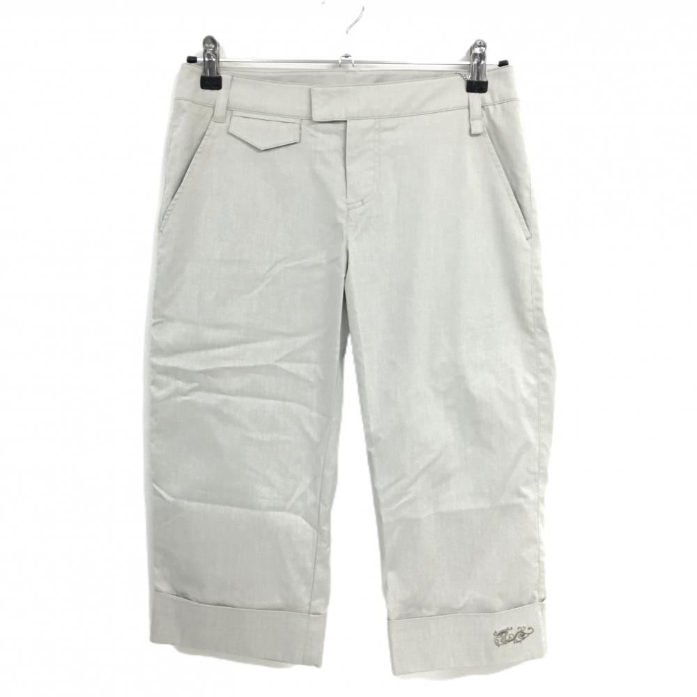 【未使用品】ダンスウィズドラゴン 半端丈パンツ ライトグレー系 バックロゴ刺しゅう レディース 3(L) ゴルフウェア Dance With Dragon