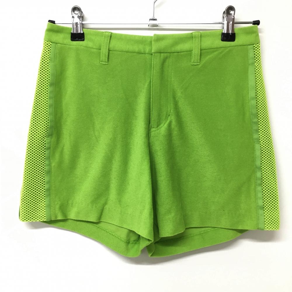 【美品】ダンスウィズドラゴン ショートパンツ ライトグリーン パイル地 サイドメッシュ レディース 2(M) ゴルフウェア Dance With Dragon