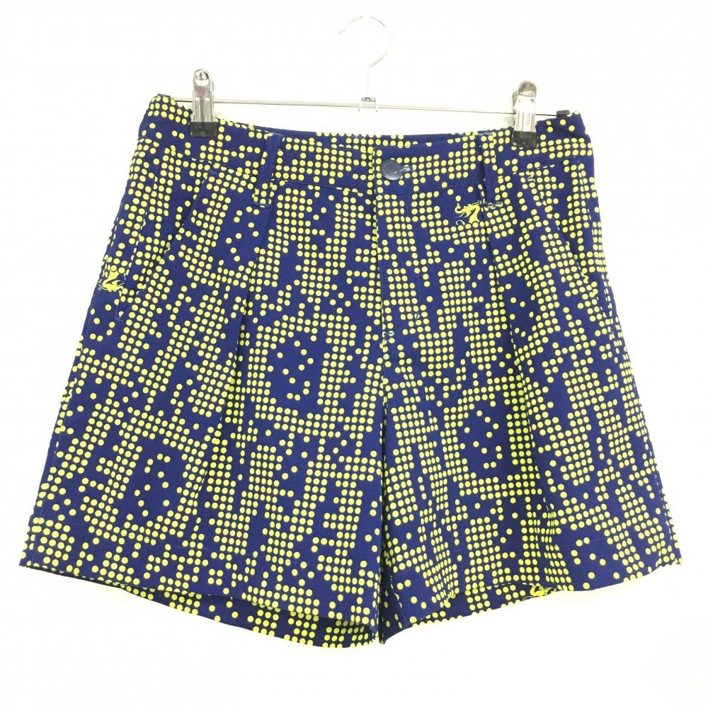 【超美品】ダンスウィズドラゴン ショートパンツ ネイビー×イエロー ドット ストレッチ  レディース 3(L) ゴルフウェア Dance With Dragon