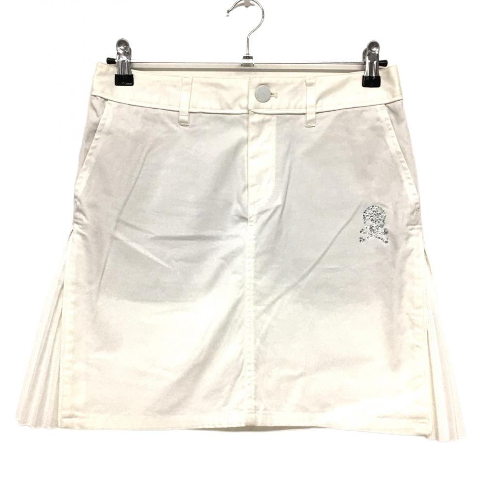 【超美品】ダンスウィズドラゴン スカート 白 サイドプリーツ 一部メッシュ調  レディース 3(L) ゴルフウェア Dance With Dragon