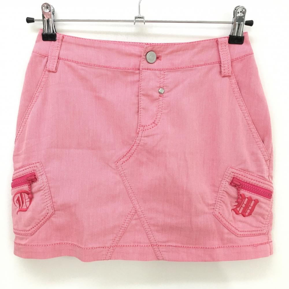 【超美品】ダンスウィズドラゴン カーゴスカート 杢ピンク ロゴ刺しゅう レディース 1(S) ゴルフウェア Dance With Dragon