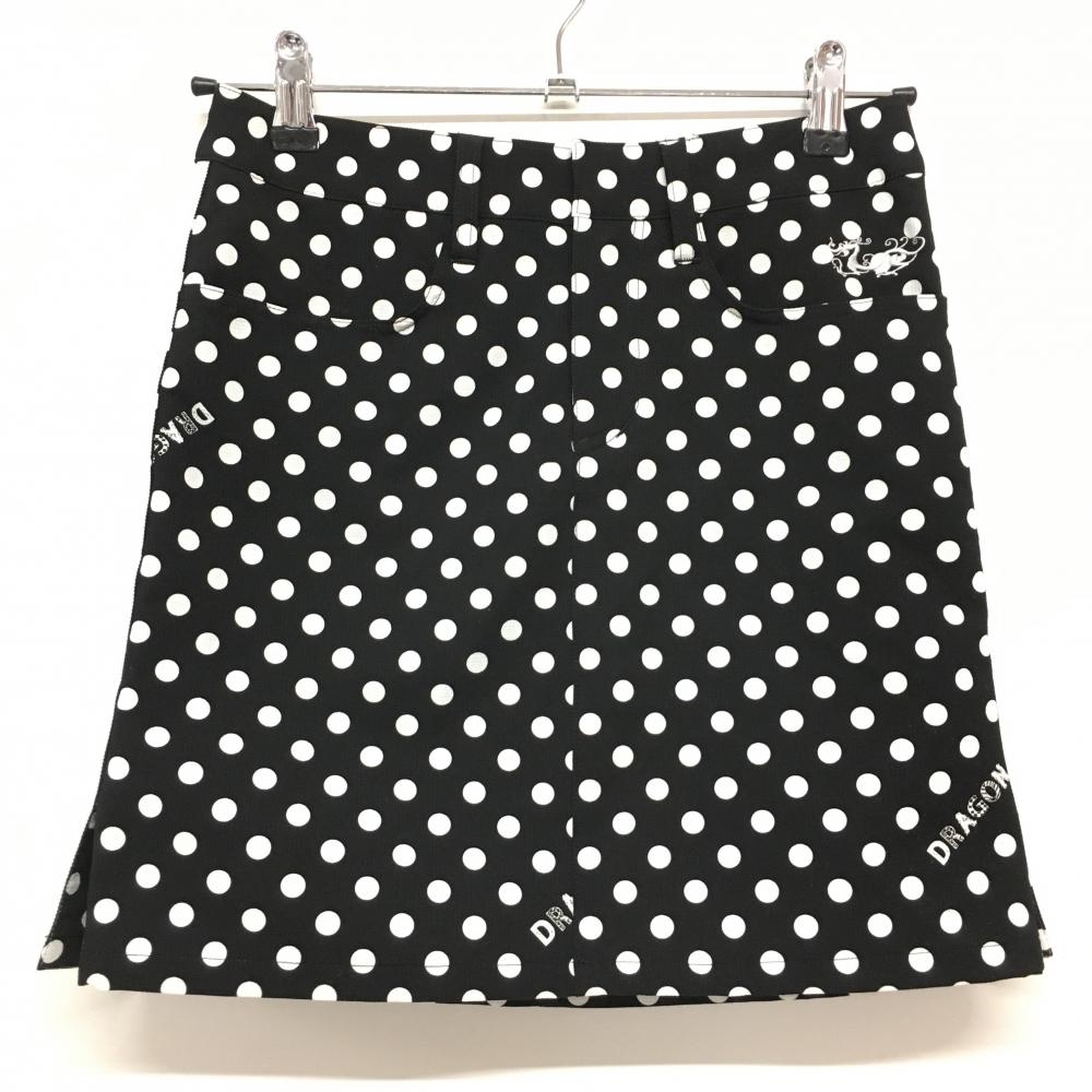ダンスウィズドラゴン スカート 黒×白 ドット  レディース 1(S) ゴルフウェア Dance With Dragon