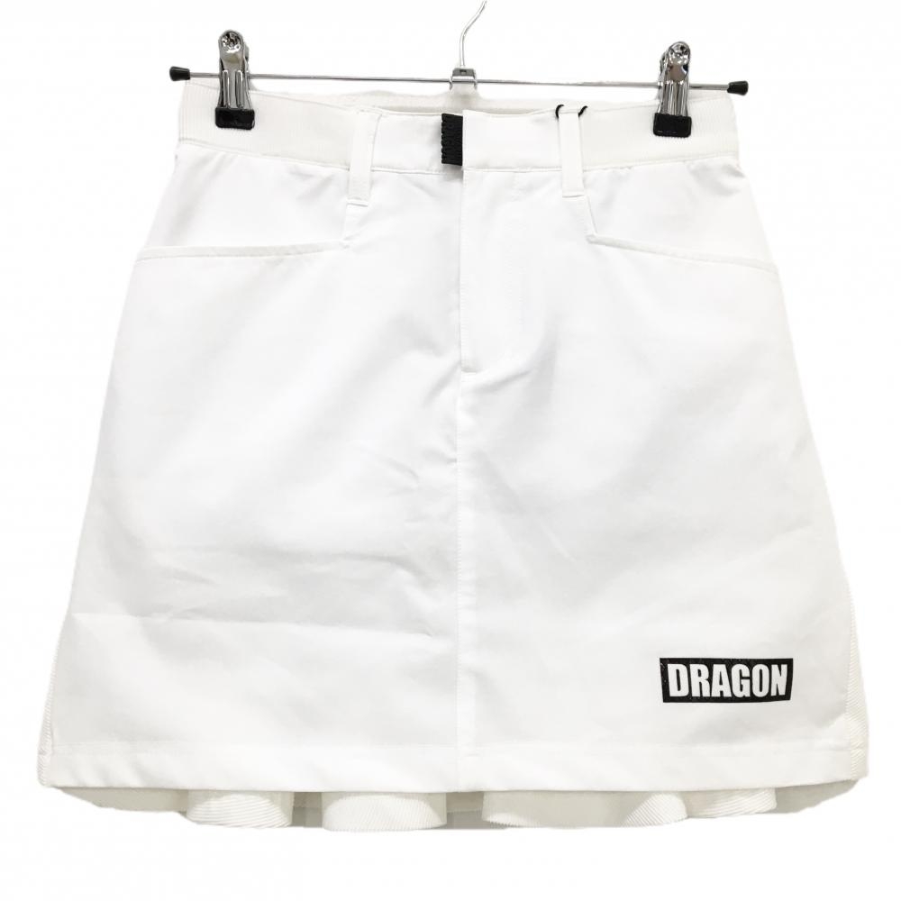 【新品】ダンスウィズドラゴン スカート 白×黒 後ろフリル ストレッチ  レディース 1(S) ゴルフウェア Dance With Dragon