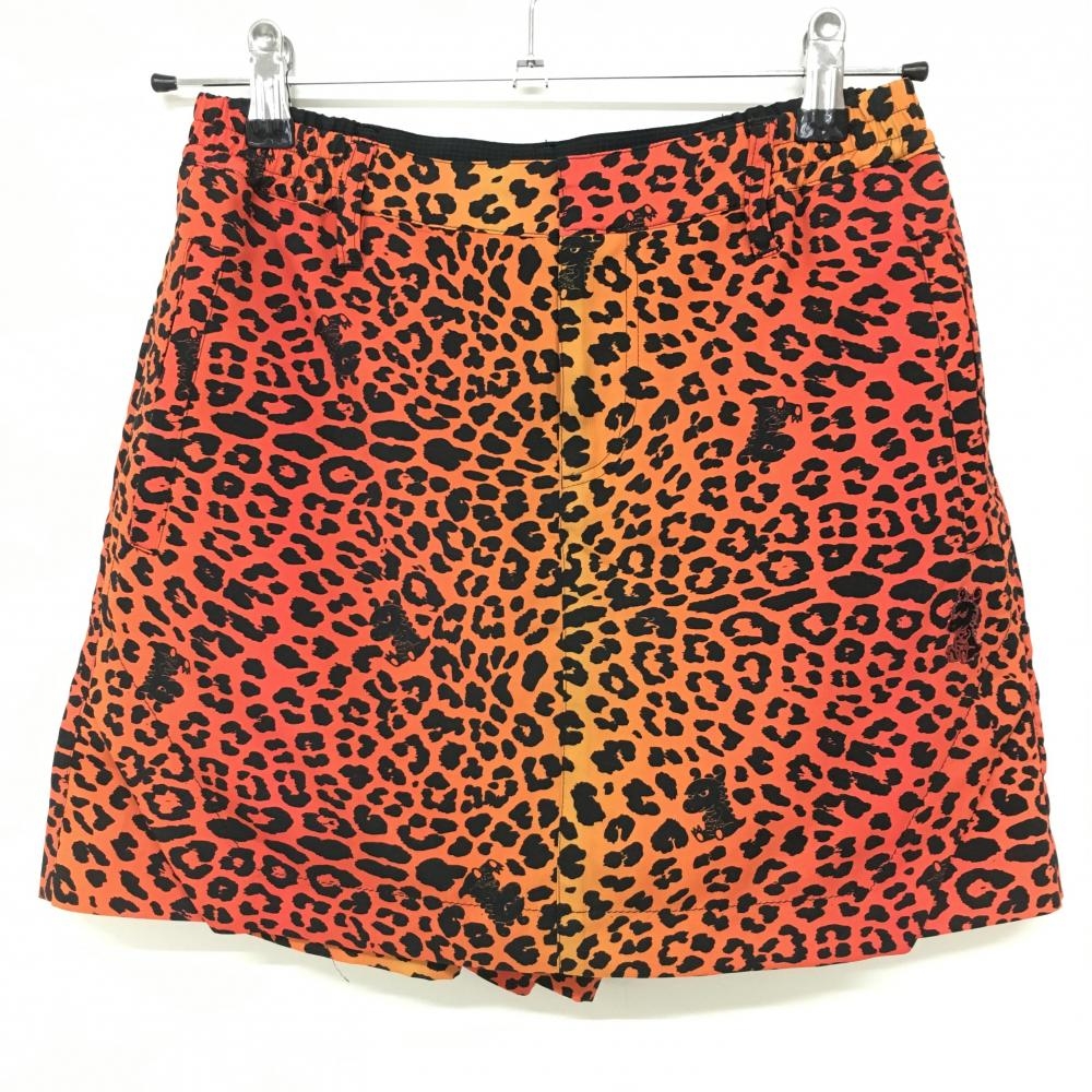 【超美品】ダンスウィズドラゴン キュロットスカート オレンジ×黒 レオパード柄  レディース 2(M) ゴルフウェア Dance With Dragon