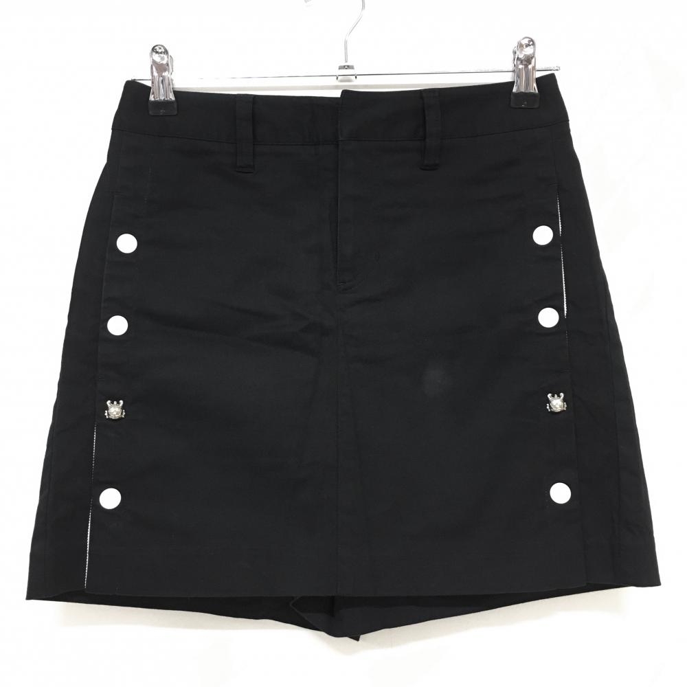 【美品】ダンスウィズドラゴン キュロットスカート 黒 スナップボタン チビドラ レディース 1(S) ゴルフウェア Dance With Dragon