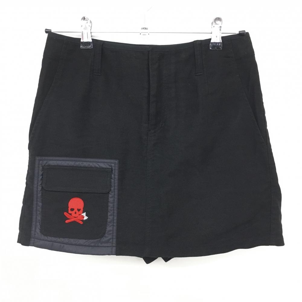 ダンスウィズドラゴン キュロットスカート 黒 微起毛 スカル ティー装着可  レディース 2(M) ゴルフウェア Dance With Dragon