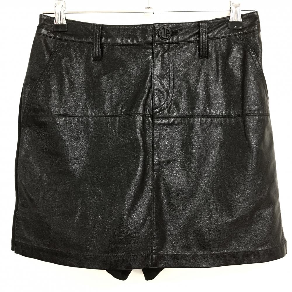 【超美品】ダンスウィズドラゴン キュロットスカート 黒 前面合成皮革 レディース 2(M) ゴルフウェア Dance With Dragon